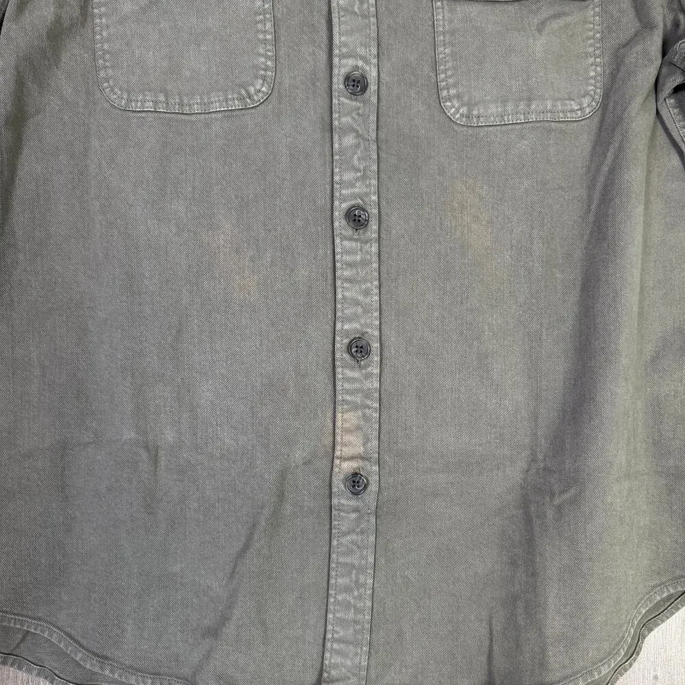 J.Crew Garment-dyed Twill Overshirt Mens XL Greenish Gray Long Sleeve Button Up